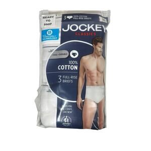 NEW Mens Jockey 3 pack Classics Staycool Full Rise Briefs White Underwear Sz 36